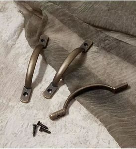 Hot Sale Solid Bronze Arc Bridge Type Closet Handle Antique Brass Cupboard Handles Kitchen Drawer Pulls - Product Image 6