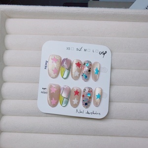 Uñas postizas de cristal con efecto ojo de gato y <span class=keywords><strong>cielo</strong></span> estrellado, removibles, cortas, de uso avanzado, tipo armadura. - Product Image 3