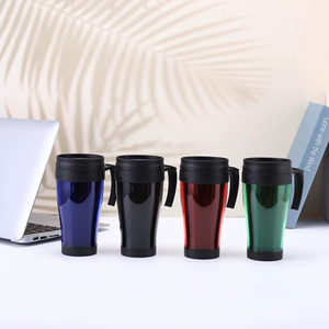 Custom Logo High-Performance Product Eco-Friendly Double Wall Food Grade Plastic Thermos Coffee Mug Cup with Handle