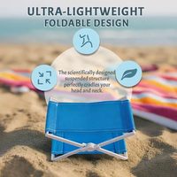 Chaise longue de plage portable en nylon avec logo personnalisé, appui-tête, pliable et compacte, coussin de plage pour l'été, la plage, les piscines, les voyages et les vacances