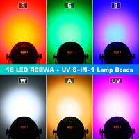 4 Projecteurs PAR LED 180W RGBWA+UV 6-en-1 DMX512 avec Contrôle Automatique/Par Son, Effet Stroboscopique, Éclairage de Scène pour Salles de Danse et Fêtes, Protection IP33