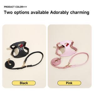 สายรัดสัตว์เลี้ยงสุดหรูกันน้ำสำหรับแมวและสุนัขขนาดเล็ก-ขนาดกลางกันคราบเสื้อกั๊กเชือกจูงสุนัขเดินแฟชั่นบุหัวเข็มขัด - Product Image 5