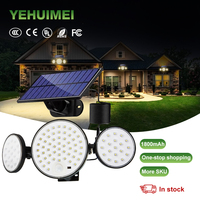 Lampe solaire améliorée 1,5 W avec détecteur de mouvement, 3 modes de fonctionnement, étanche IP65, éclairage LED solaire de jardin avec câble de 5 m