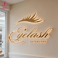 Enseigne LED extérieure en métal 3D avec logo en acier inoxydable et lettres en acrylique pour salon de cils, coiffure, esthétique et studio professionnel
