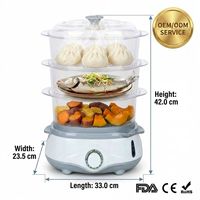 Vaporera Eléctrica de 3 Niveles OEM ODM - Vaporera Multifuncional Certificada por la FDA, CE y RoHS para Verduras, Pescado y Panecillos