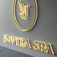Letrero Metálico 3D Dorado Impermeable con Retroiluminación LED, Letras Personalizadas para Pared, Letrero Comercial para Spa, Salón de Masajes, Tablero con Logotipo