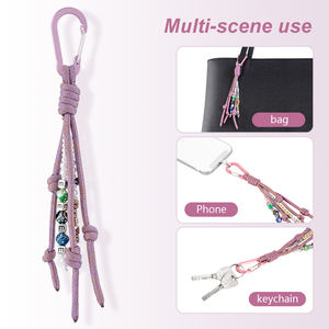 हस्तनिर्मित ब्राड मोबाइल फोन स्ट्रैप डिय लेटर बैग सजावट रस्सी टासेल मोती पेंडेंट ग्रेडिएंट मैकराम कस्टम पैराकॉर्ड कीचेन - Product Image 4