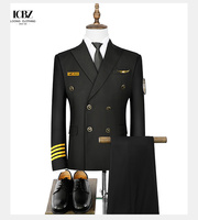Uniformes de pilote et de personnel de haute qualité personnalisés en gros noir bleu marine pour hommes et femmes vêtements de compagnie aérienne d'aviation