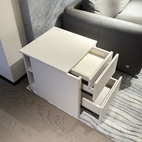 Table de chevet moderne en bois avec compartiment caché, 2 tiroirs, serrure mécanique pour chambre, salon, salle à manger, meuble de rangement latéral