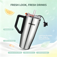 Thermos en acier inoxydable avec bec rétractable, paroi intérieure lisse, design simple, idéal pour les fêtes, tasse cadeau, brosse de nettoyage incluse