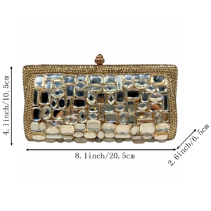Bolso de noche transparente de cristal para mujer, elegante bolso de mano con gemas, bolso para ocasiones formales con cadena extraíble - Product Image 6