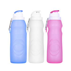 Bouteille d'eau pliable en silicone 550 ml, gobelet de voyage réutilisable, bleu transparent, violet, rouge - Product Image 4