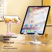 Support de tablette et de téléphone pliable en alliage d'aluminium, réglable en hauteur, rotation à 360°, fixation tableau de bord antidérapante pour bureau, vente en gros