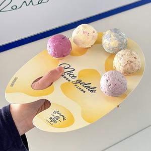 <span class=keywords><strong>Mini</strong></span> dondurma kağıt tepsisi çıtır dondurma topu koni tek kullanımlık kağıt kartı paleti çizim kurulu damla geçirmez tepsi - Product Image 3