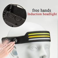 Linterna Frontal LED de Emergencia Ligera, Recargable por USB, Impermeable, 350 Lúmenes, COB, 230 Grados, Regulable, con Sensor de Movimiento, Luz Blanca Cálida