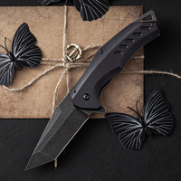 Couteau pliant personnalisé noir Stonewash, couteau de chasse portable en acier à haute teneur en carbone, lame Tanto, couteaux tactiques