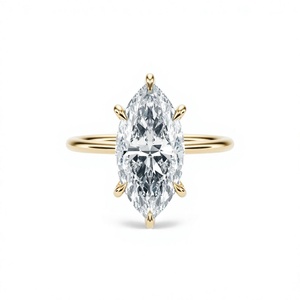 Bague de Mariage de Luxe en Or Jaune avec Diamant Marquise de 5,5 Carats Cultivé en Laboratoire, Bijoux Fins - Product Image 4