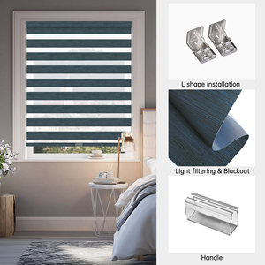 Persianas Zebra Inalámbricas SAMADHI, Diseño Moderno, Doble Capa, Enrollables, Filtrantes de Luz, para Ventanas, Hogar y Oficina - Product Image 4