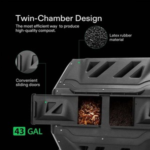 Garden Tumbling Composter Outdoor 43 Gallon Black Dual <strong>Rotating</strong> Batch <strong>Compost</strong> <strong>Bin</strong> - Product Image 6