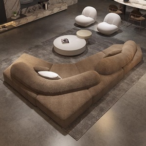 أريكة إيطالية جديدة لعام 2025 بتصميم فاخر بسيط مغطاة بالفلانيل مع إسفنج عالي الكثافة بمقعد واحد على شكل حرف S لغرفة المعيشة العصرية - Product Image 4
