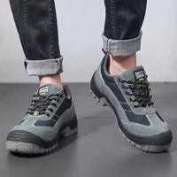 Bottes d'électricien pour le travail en usine, en cuir nubuck pour hommes, confortables, respirantes, anti-écrasement, résistantes aux perforations