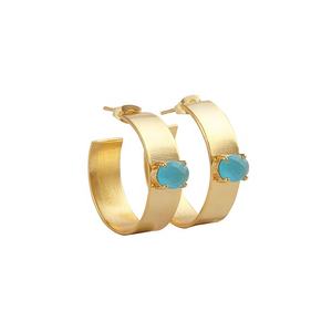 Juego de Aretes de Aro Ovalados con Piedras de Opalita Estilo Clásico, Chapados en Oro sobre Latón, Joyería para Mujer, para Fiestas de Aniversario - Product Image 4