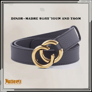 Cinturón informal transpirable duradero de piel de vaca de Color sólido con hebilla de letra C personalizada para mujer, gran oferta de fábrica - Product Image 2