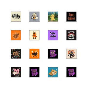 Set de broches esmaltados cuadrados de dibujos animados de Halloween, insignias metálicas con estampado de arte de personajes espeluznantes para bolsos, abrigos, sombreros, adorno diario, hobby - Product Image 5