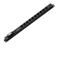 SYNSTRO PDU 6 voies Schuko 16A 240V 1U 19" pour montage en rack, unité de distribution d'alimentation en alliage d'aluminium avec protection contre les surcharges, pour centre de données