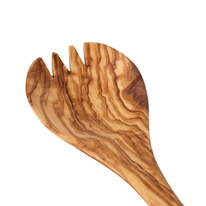 Ustensiles en bois écologiques durables ArtisRaw Brown de qualité supérieure, cuillères-fourchettes conçues à la main pour servir des salades et des repas chauds - Product Image 3