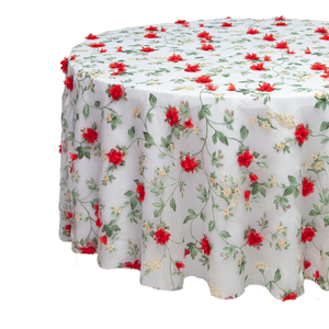 Wholesale Premium Customized Round <strong>Yellow</strong> Flower Printed Organza <strong>Table</strong> <strong>Cloth</strong> for Wedding Party Decor Tablecloth Cover - Product Image 5