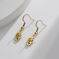 Boucles d'oreilles pendantes en acier inoxydable de haute qualité avec motif musical pour hommes et femmes