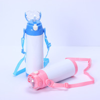 Bouteille d'eau isotherme sous vide en acier inoxydable 304 de 12/16 oz, personnalisable en gros, avec paille et cordon, pour enfants et école