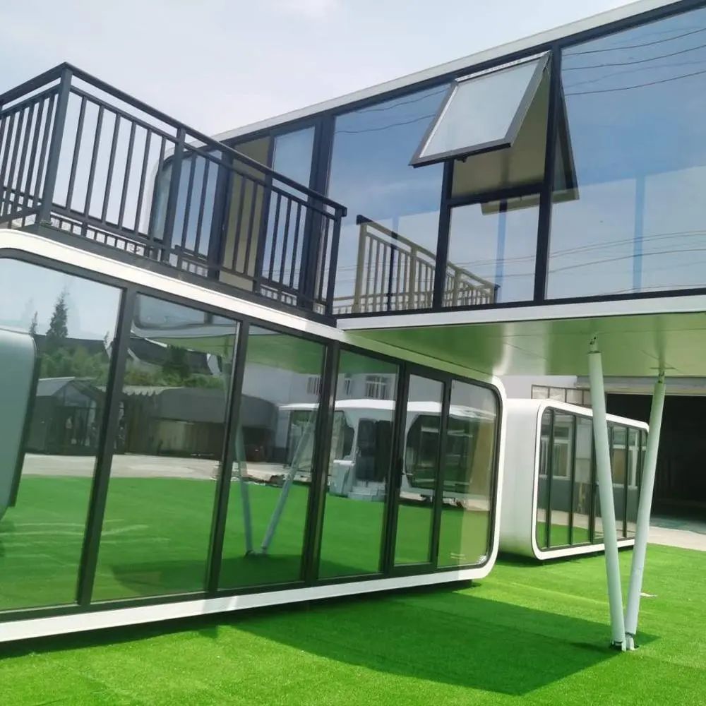 New Design Popular Glass house modern prefab home prefabricated house