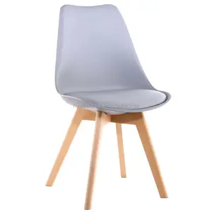 Modern Mid-century Side Chair Style Wooden Legs White Dining Chair Plastic For Sale