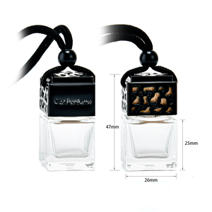 Venta al por mayor 8ml ambientador difusor vacío esmerilado negro coche colgante botella de perfume con tapa de madera - Product Image 5