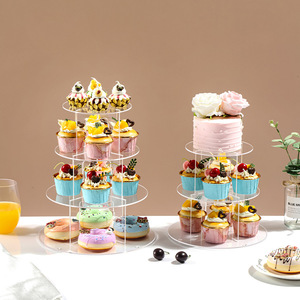 Acrylic 3-Tier <strong>Rotating</strong> <strong>Cake</strong> <strong>Stand</strong> with Clear Shelves for Wedding and Birthday Dessert Display and Birthday Centerpiece - Product Image 4