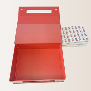 Juego de Mahjong de 21-1/2x25x5 pulgadas en caja de vinilo, caja de vinilo Mahjong de viaje verde oscuro de lujo con caja de embalaje de azulejos de <span class=keywords><strong>melamina</strong></span> a presión de Metal - Product Image 5