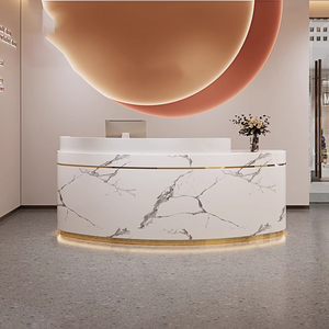 Muebles de spa, mesa de recepción de media luna, mostrador frontal, escritorio de recepción de <span class=keywords><strong>oficina</strong></span> para ideas de salón de uñas - Product Image 2