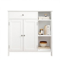 Armoire de rangement moderne en bois pour salle de bain, étagère ouverte, casier à 6 niveaux, poignée métallique, montage facile pour appartement, hôtel, villa