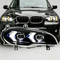 Ensemble de phares LED pour BMW X5 E70 2007-2013, lentille de projecteur laser, sourcil bleu DRL, clignotant séquentiel, plug and play