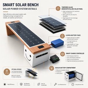 <span class=keywords><strong>Banc</strong></span> solaire intelligent extérieur municipal <span class=keywords><strong>avec</strong></span> motif souriant, alimenté par l'énergie solaire, pour les espaces publics, les parcs et les zones résidentielles - Product Image 4
