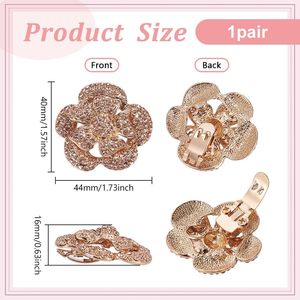 Clips à chaussures en cristal PCS, breloques de luxe en strass de X pouces, boucles florales exquises couleur or clair, décoration bijoux avec boîte pour femme - Product Image 2