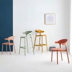 Vườn sillas hiện đại Stackable PP nhà hàng Cafe <span class=keywords><strong>Bar</strong></span> ghế nhựa Thanh phân với lan can Polypropylene đầy màu sắc ngoài trời - Product Image 6