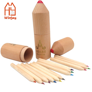 Mini matita colorata in legno naturale personalizzata di fabbrica con tubo a forma di razzo per bambini, matite da disegno da 12 pezzi per le arti. - Product Image 5