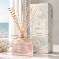 Diffuseur à bâtonnets en verre 100 ml pour marque privée, ensemble de luxe premium avec huile parfumée aux notes florales et agrumes, flacon personnalisé, bâtonnets et emballage, vente en gros