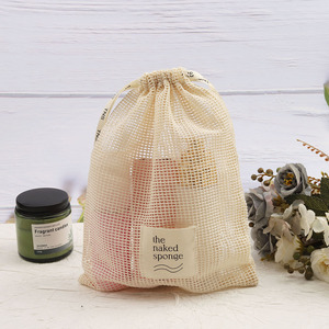 Tùy chỉnh nhãn Logo bông lưới dây rút nến xà phòng quà tặng bao bì túi mềm dây Rút lưới hàng tạp hóa mỹ phẩm Bông <span class=keywords><strong>Pouch</strong></span> - Product Image 5