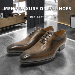 Scarpe Eleganti da <span class=keywords><strong>Uomo</strong></span> in Vera Pelle di Lusso, Nere o <span class=keywords><strong>Marroni</strong></span>, con Punta Affusolata e Lacci, per Ufficio e Matrimonio - Product Image 2