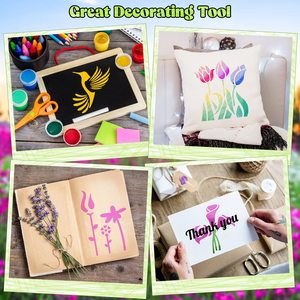 Pochoirs pour petites plantes à fleurs de 3 pouces pour <span class=keywords><strong>peinture</strong></span> sur bois, modèle de <span class=keywords><strong>peinture</strong></span> artisanale pour décoration murale, 66 pièces - Product Image 6