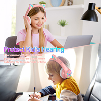 ESON Oreilles de chat Casque sans fil pour enfant RGB LED Light up Oreilles de chat Pliable Réglable Sur l'oreille Casque pour enfant